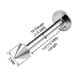 KJM Fashion Madonna Surgical Steel Lip Earrings 1.6 mm 14 g Pack of 3, Metal Stainless Steel