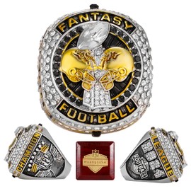 HuangouSA 2024 Fantasy Football Championship Ring with Wooden Box League Champion Trophy Rings Premium Award for Winner (FFL ring with box, 13)