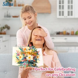 SATONA 3D Pop-Up Card – Stunning Blooming Lily Bouquet with Rotating Details, A Luxurious Floral Greeting Card for Best Wishes and Special Moments