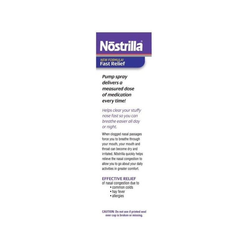Nostrilla Nasal Decongestant Spray, Stuffy Nose Relief, 0.5 oz (12