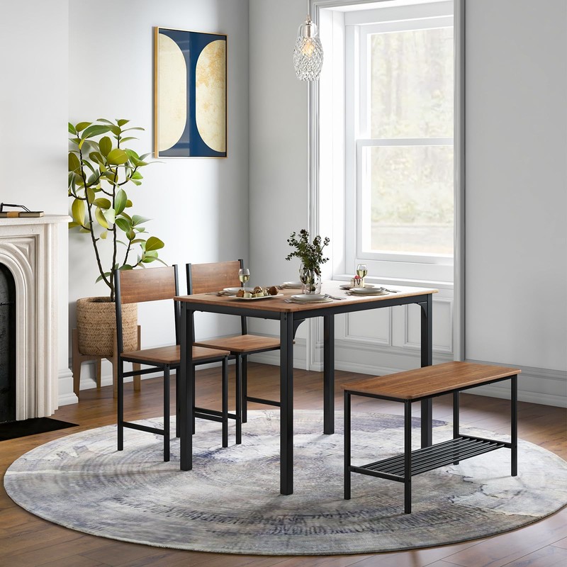 COSTWAY Dining Table Set for 4, Rectangular Kitchen Table Set