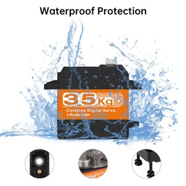 35KG Servo Motor High Torque Coreless Metal Gear Waterproof Digital and Stainless Steel Gear Servo Arduino Servo for Robotic DIY, RC Car, Control Angle 180°