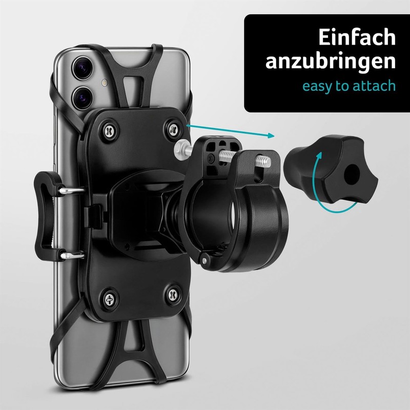 ONEFLOW Handlebar bicycle mount with quick release for all smartphones,