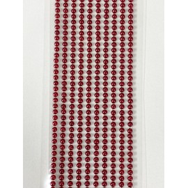 500 x Self Adhesive Pearls Gems 3mm Mini Flat Backed Round Pearls Beads Strips Embellishments (Royal Red)