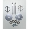 Muscle Car Silver Aluminum 3/16" Flip-Over Style Hood Pin Set