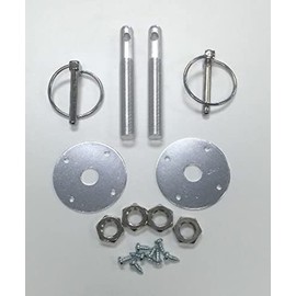 Muscle Car Silver Aluminum 3/16" Flip-Over Style Hood Pin Set 1/2" Studs