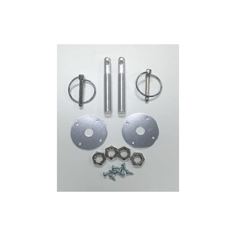 Muscle Car Silver Aluminum 3/16" Flip-Over Style Hood Pin Set