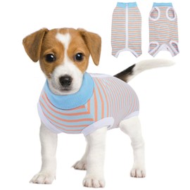 BRKURLEG Recovery Suit for Small and Medium Dogs, Dog Surgical Recovery Suit Male Female for Spay, Male Dog Body Suits After Surgery, Prevent Licking Soft Breathable Cotton Covers Wound, S