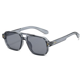 JCTAIFOO Fashion Square Sunglasses, Vintage Retro Rectangle Sunglasses for Men and Women, Trendy UV400 Glasses, Transparent grey/grey