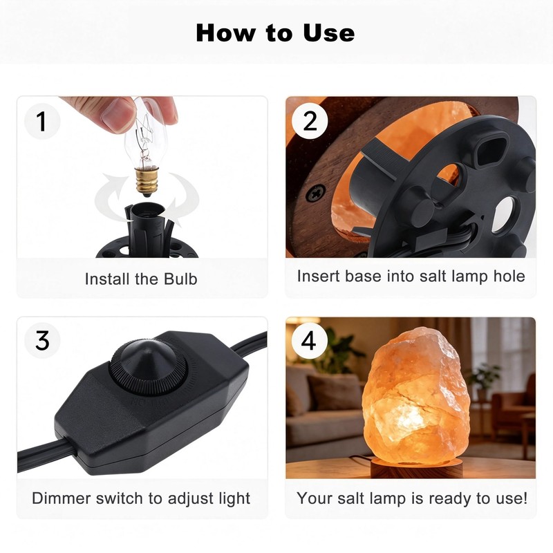 RTNLTI Salt Lamp Cord Replacement with Dimmer Switch and 6-Pack