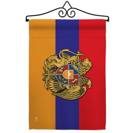 Armenian Garden Flag - Set Wall Hanger Regional Nationality Nation International World Country Particular Area - House Decoration Banner Small Yard Gift Armenia Made in USA 13 X 18.5