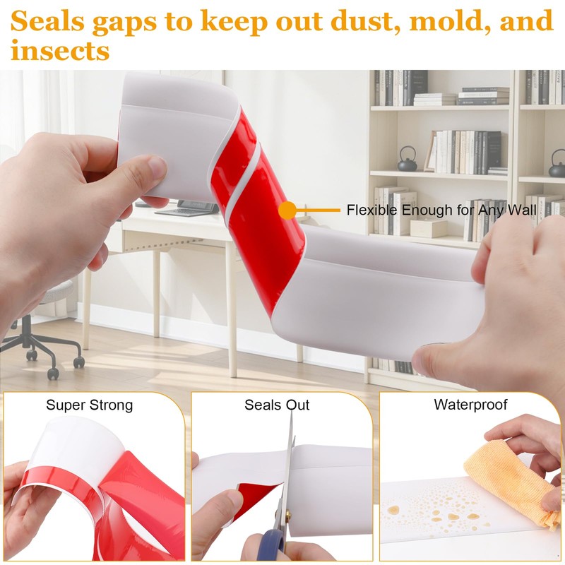 Self-Adhesive Flexible Baseboard Molding Trim – 20 Ft Vinyl Wall