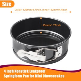 Sihuuu Cheesecake Pan Set, 4/7/8/9 inch Nonstick Leakproof Springform Pan for Mini Cheesecakes, Pizzas, Quiches (Black, 4 inch)