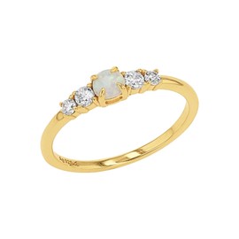 Amor 2037252 Women's Ring 925 Sterling Silver with Synthetic Zirconia Opal White Comes in Jewellery Gift Box, Cubic Zirconia