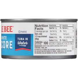 Bumble Bee Chunk White Albacore Tuna in Water, 12 oz Can - Wild Caught Tuna - 20g Protein per Serving - Non-GMO Project Verified, Gluten Free, Kosher - Great for Tuna Salad & Recipes