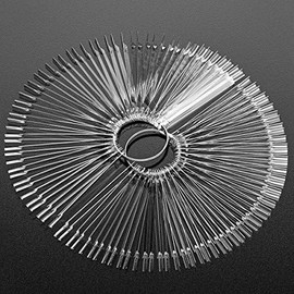 100pcs Fan-shaped False Fake Nail Art Tips Colour Swatch Sticks Gel Polish Salon Displays Practice Tools with Metal Display Ring (Clear)