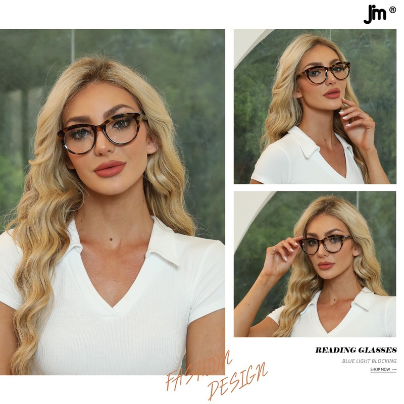 JM 3 Pack Stylish Cat Eye Reading Glasses for Women,