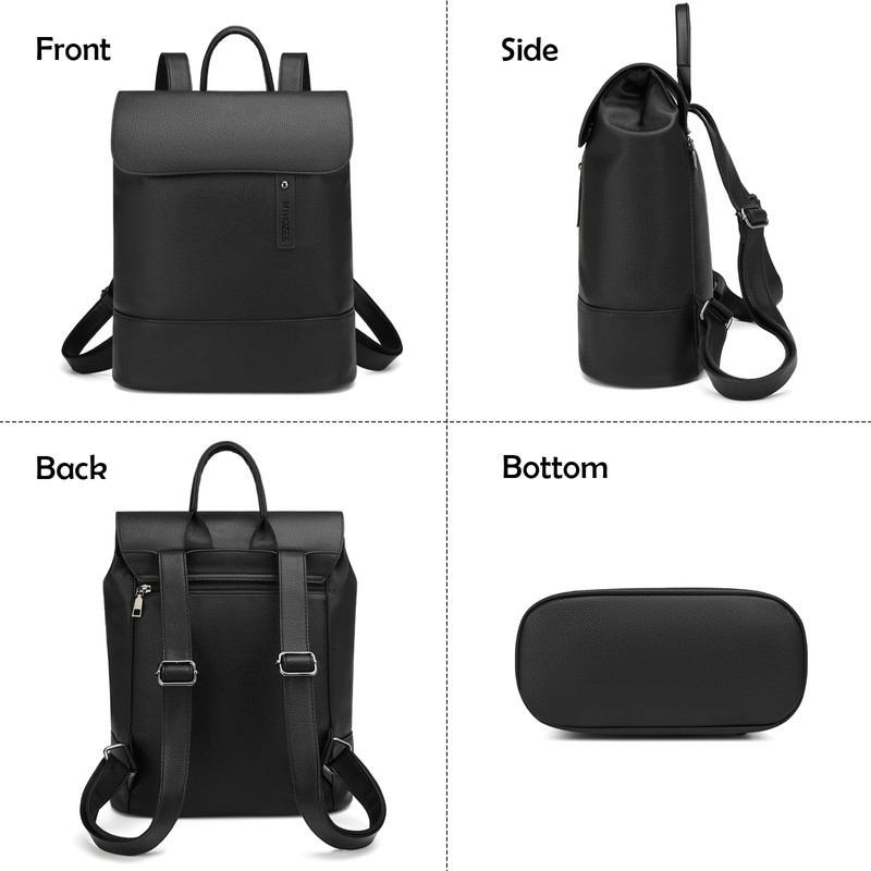 MYHOZEE Laptop Backpack for Women and Men, PU Leather Backpack