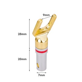 Cleqee 4pcs 24K Gold Plated Speaker Plug Y Plug Y Lug Screw in Solderless Speaker Terminal Speaker Terminal DIY Speaker Cable Connector