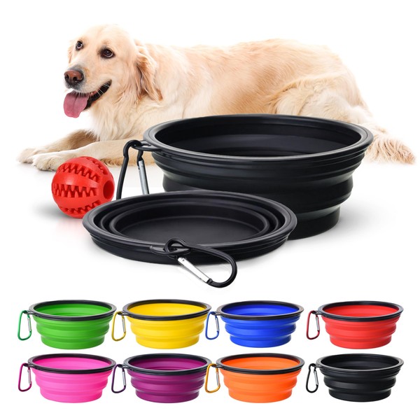Generic Collapsible Dog Bowls, 350 ml | Black Travel Bowls