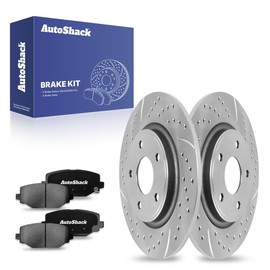 AutoShack Rear Drilled & Slotted Brake Rotors Ceramic Brake Pads | Replacement for Dodge Grand Caravan Journey Chrysler Town & Country Ram C/V | Zinc Coated | 6-PC Brake Kit | SilverShield Pro