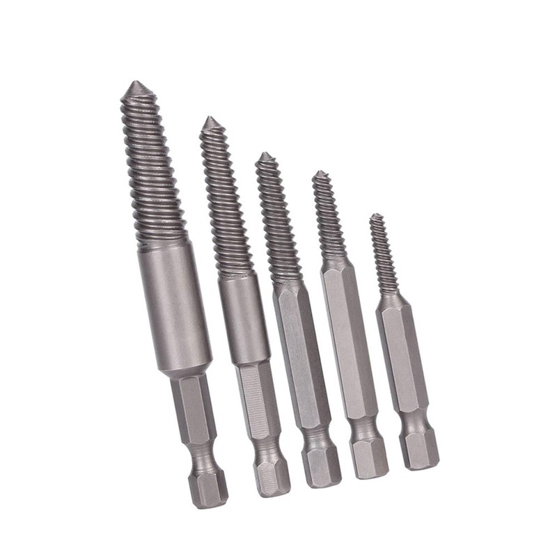 Bolts Remover, 5pcs Broken Screw Extractor Hex Shank Fine Teeth
