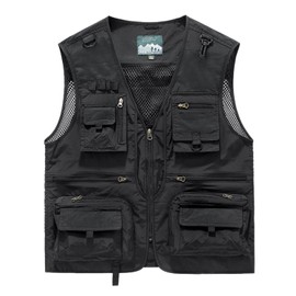 Men's & Youth Outdoor Fishing Vest,Black Work Safari Travel Photography Vests,Family Matching Hiking Waistcoat,4XL(US L)