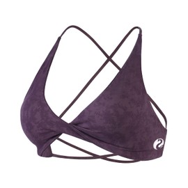AUROLA Venus Sports Bras for Women Backless Strappy Workout Bra Removable Padded Low Support Gym Althletic Fitness Yoga Crop Top, Floral Purple, XS