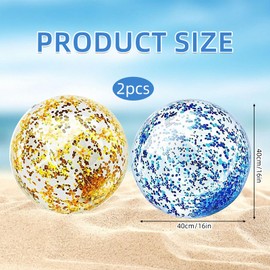 Set of 2 Glitter Inflatable Ball Set, Inflatable Glitter Water Balls, Children's Water Ball, Inflatable Water Ball, Swimming Pool Party Ball, Diving Balls 40 cm, Summer Pool Party Accessories