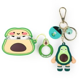 XMBYGY Case for AirPods 3rd Generation Earbuds with Doll and Anti-Lost Lanyard Keychain, Silicone Charging Shockproof Protective Cover with 3D Cartoon Skin Design for AirPods 3 (Avocado)