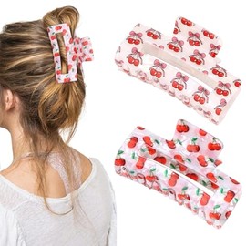 WHAVEL Cherry Hair Clip 2PCS Cute Claw Clips for Thick Hair Cherry Accessories for Women Spring Summer