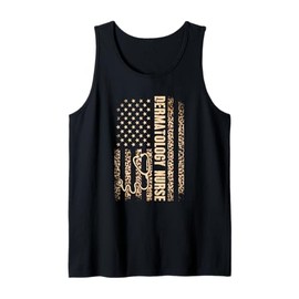 Dermatology Nurse American flag Leopard Patriotic US Flag Tank Top