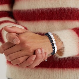 RANKEEF Mens Bracelets 8MM Natural Stone Beads Bracelet Set Stretch Adjustable Beaded Bracelets for Men