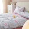 Bildenly Blue Plaid Twin Comforter Set - Pink Bow Quilt