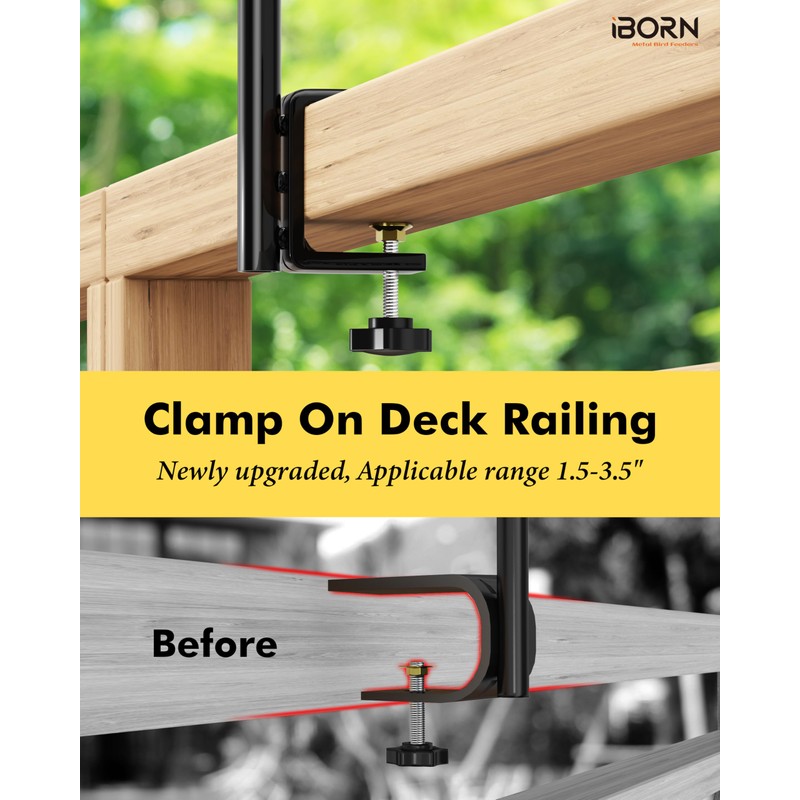 iBorn Bird Feeder Hook for Deck Railing Outside Hanging for