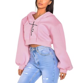 Autrpoweo Women's Solid Color Hoodie, Long-Sleeved Hoodie, Monogram Embroidered Hoodie. (US, Alpha, Large, Regular, Regular, Pink)