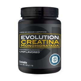 Monohidrato de Creatina Evolution Nutraceutical Bote Natural Soluble 500 Gramos Sin Sabor