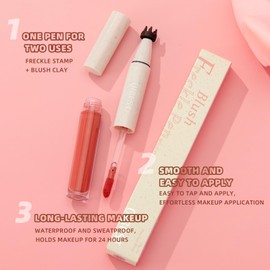 Double-Headed Freckle Blush,2-in-1 Faux Freckle Stamp and Soft Liquid Blush,Long-Lasting Waterproof Freckles Tattoo Pen,Fast-Drying Freckle Pen.(04 Maple Leaf Red+Terracotta Color)