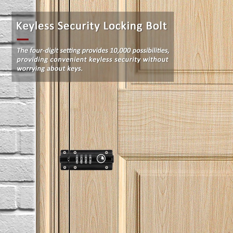 Combination Locking Bolt, ProChosen 4 Digit Sliding Lockable Padbolt Heavy