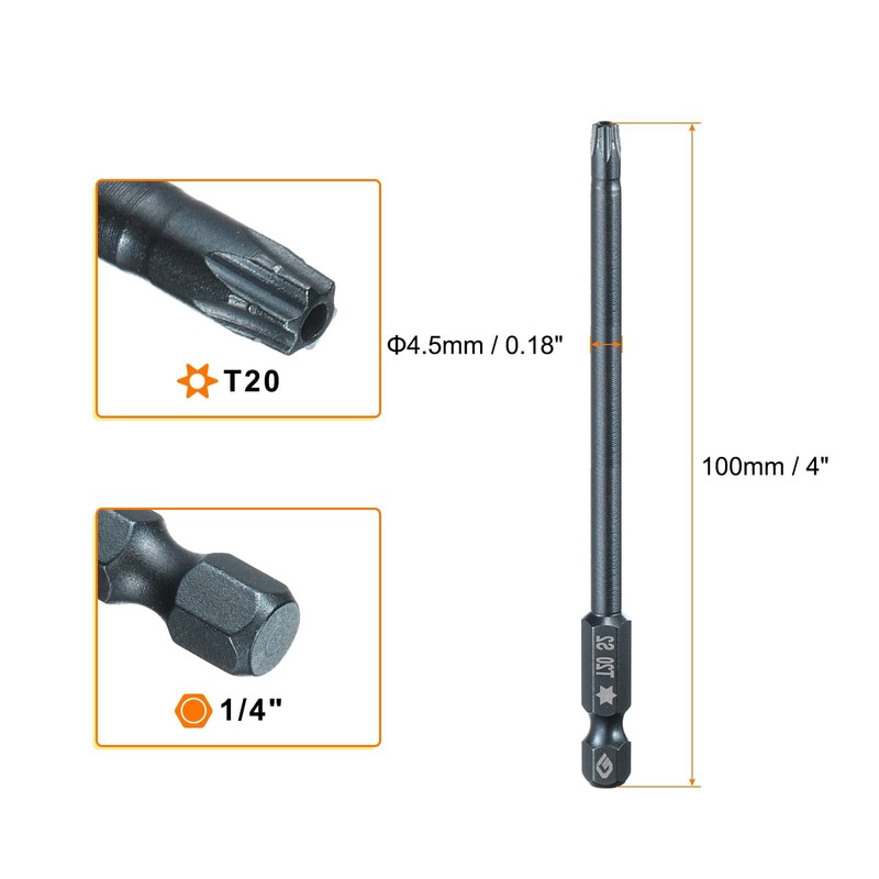 TA-VIGOR 1Pcs T20 Torx Head Screwdriver Bits 1/4 Inch Hex