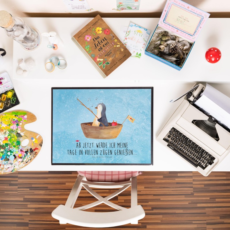 Mr. & Mrs. Panda Desk Mat Penguin Fishing Boat Gift