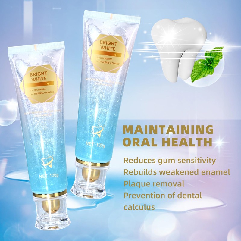 2Pack Niacinamide Whitening Toothpaste,Remove Tooth Stains,Niacinamide Intensive Toothpaste,Fresh Breath,7.06 oz