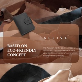 ALLIVE Passport Holder for Travel, Rfid Passport Holder for Women & Men, Genuine Leather Passport Cover Travel Wallet with AirTag Hidden, Airport Essentials, Travel Must Haves Gifts (Black)