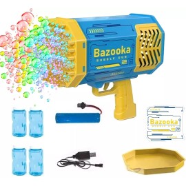 Unbranded Bubble Gun Machine for Kids 69 Hole Bazooka Bubble Blower Toy with Lights