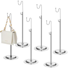 Therwen 6 Pcs Bag Display Stands Purse Display Stand Adjustable Height Handbag Holder for Home Boutique Store Counter Retail(Silver)