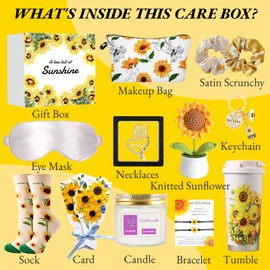 MUINLIUR Sunshine Gifts for Women | 13-Pcs Birthday Gift | Box of Sunshine Care Package for Women | Thinking of You Care Package for Mom Sister Best Friend