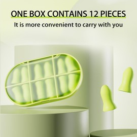 Silicone Earplugs with Storage Case, Lime Green Ear Plugs, 6 Pairs