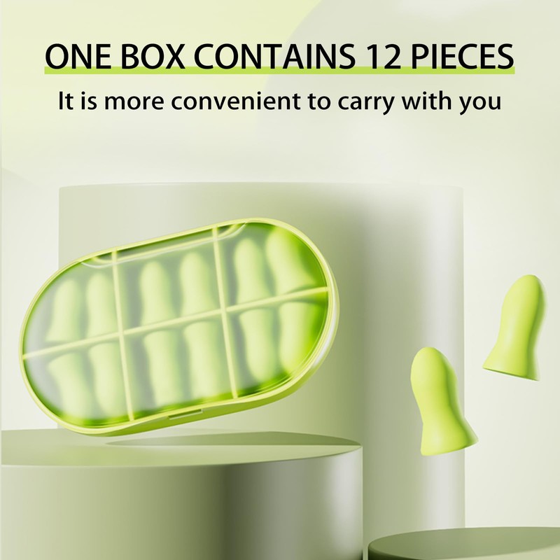 Silicone Earplugs with Storage Case, Lime Green Ear Plugs, 6