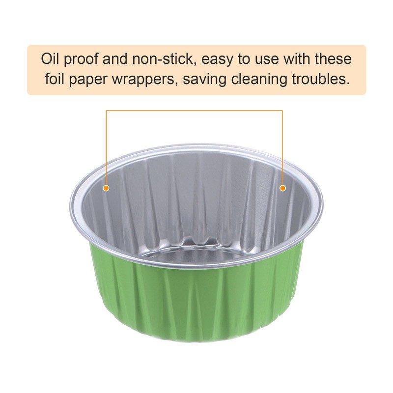 HARFINGTON Grass Green Cupcake Cups, 100pcs Aluminum Foil 5oz Standard