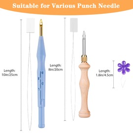 7Pcs Long Punch Needle Threaders,10" Needle Threaders for Punch Needles Embroidery Floss Cross Stitch,Plastic Flower Head Sewing Machine Needle Threader for Hand Sewing